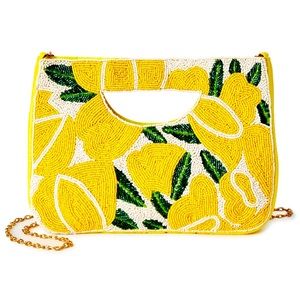 🍋LULU Cut Out Handle Beaded Lemons Crossbody Shoulder Clutch Bag 🍋